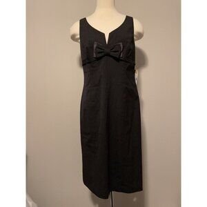 Rebecca Taylor Dark Grey Sheath Dress with Accent Bow, Size 12